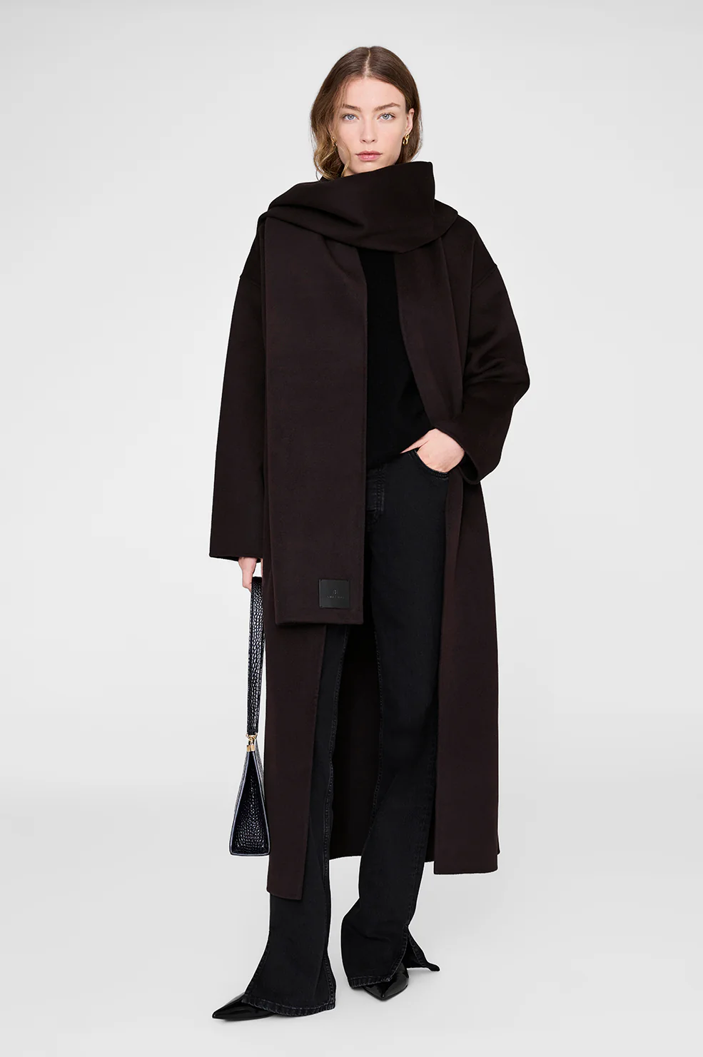 Ava Scarf - Deep Brown Cashmere Blend - Image 2