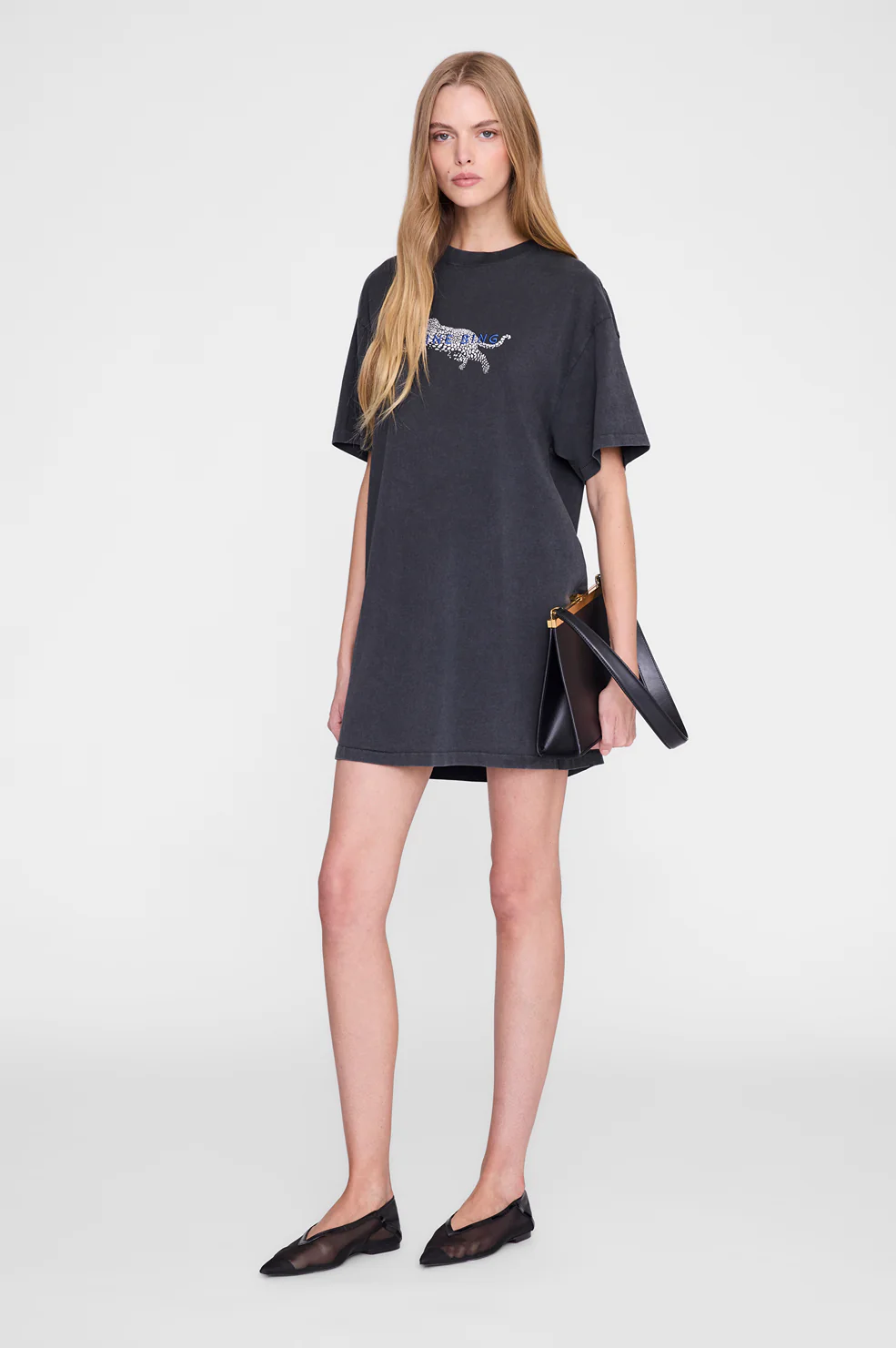 Beth Mini Dress Leopard - Washed Black