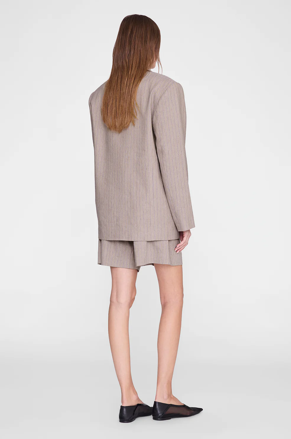 Brice Short - Taupe And Blue Pinstripe - Image 5