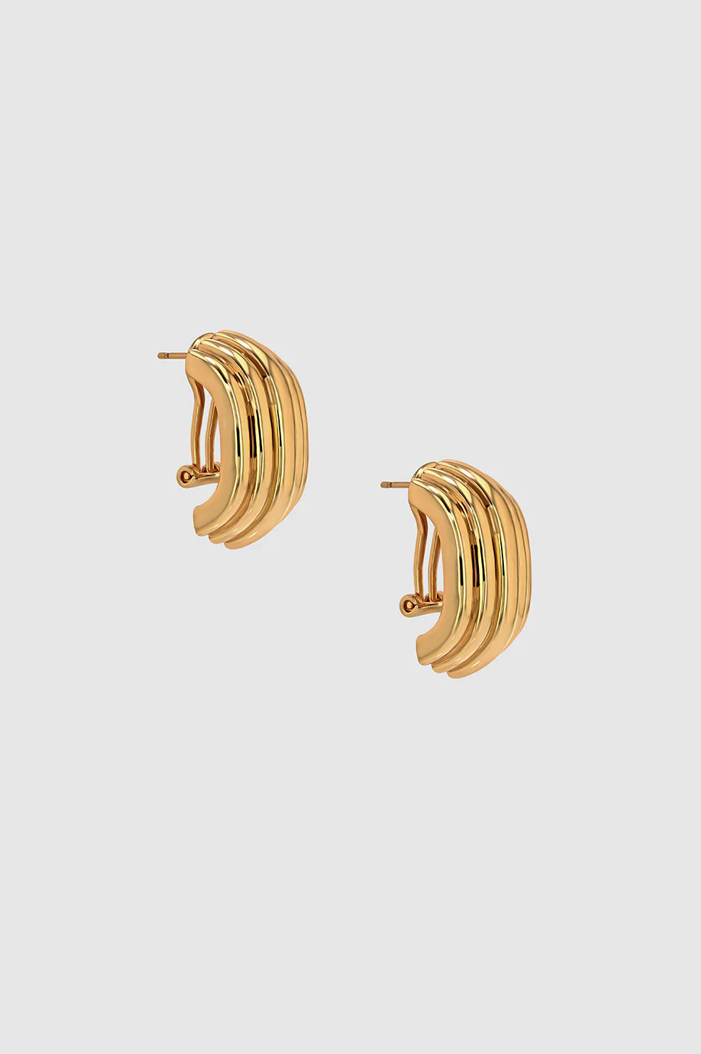 Chunky Ribbed Earrings - Gold - Image 3