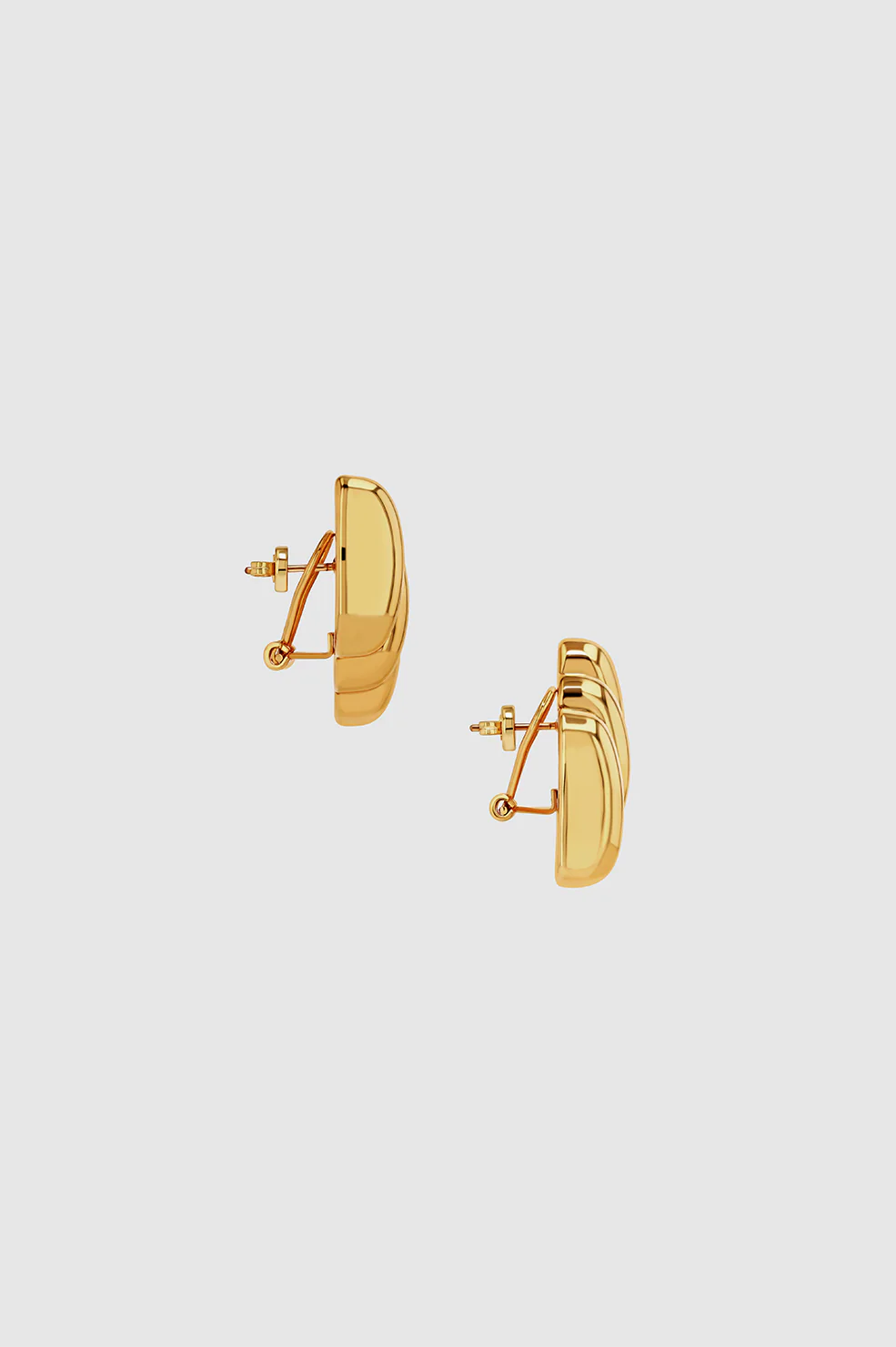 Diagonal Ribbed Earrings - Gold - Image 3