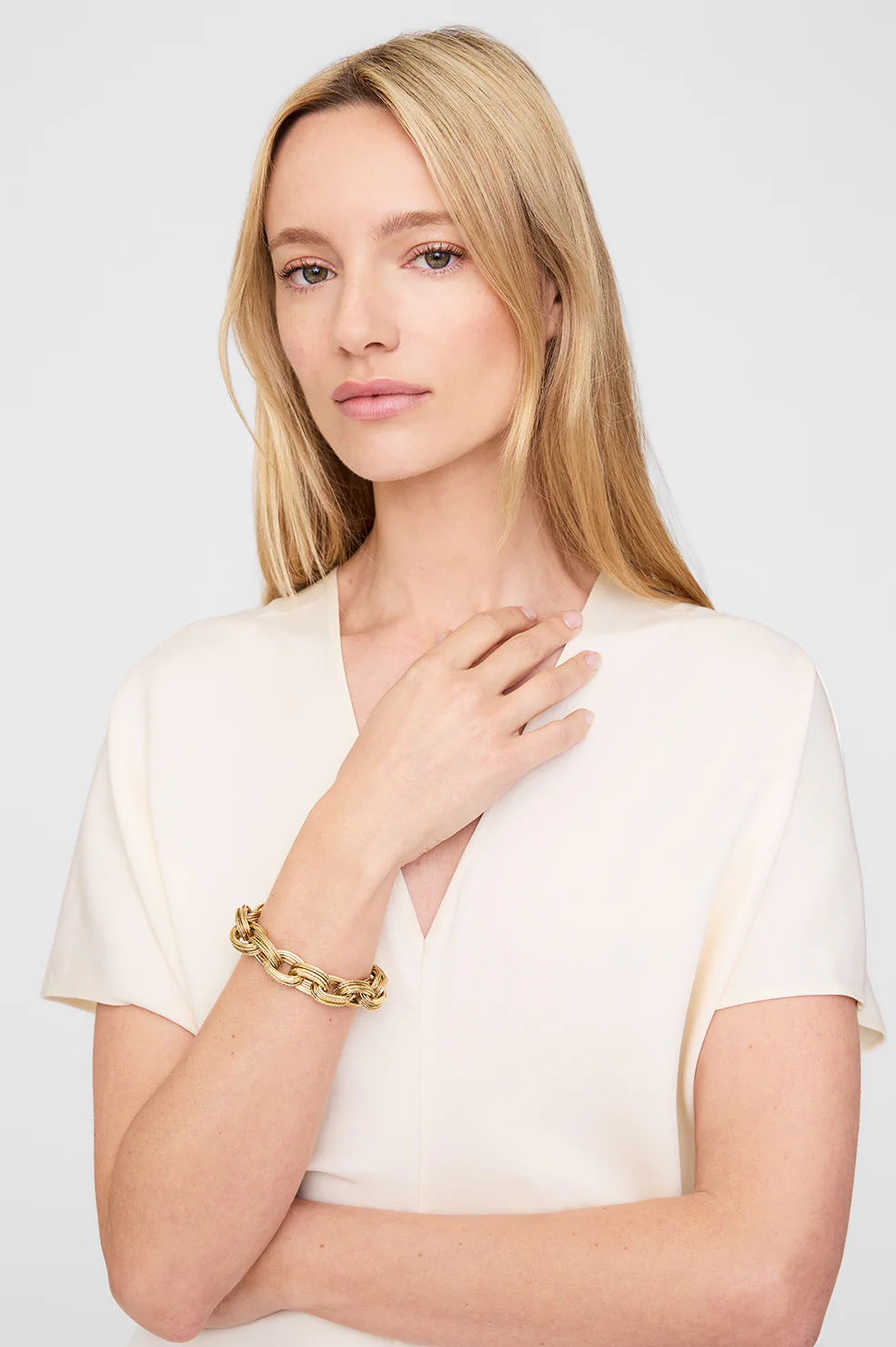 Double Link Chain Bracelet - Gold - Image 3