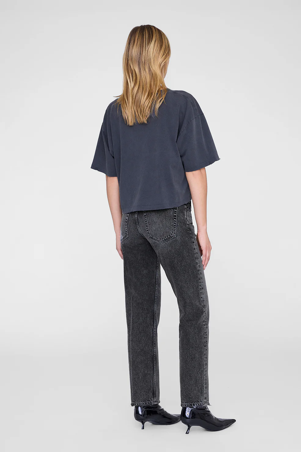 Johnny Cropped Tee - Washed Black - Image 3
