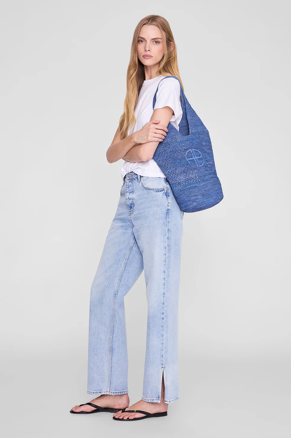 Leah Logo Hobo Raffia - Storm Blue - Image 2