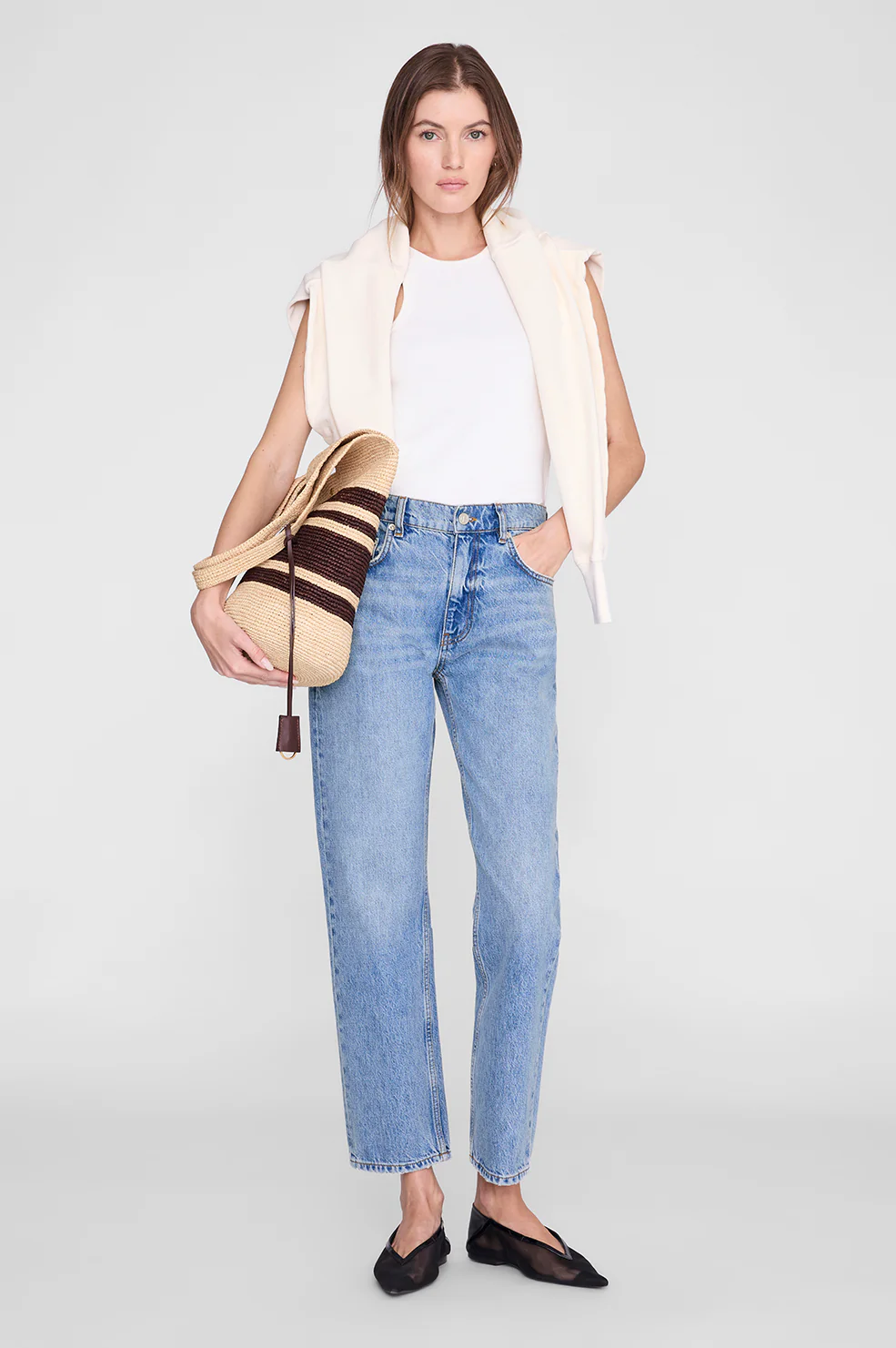 Leah Stripes Hobo Raffia - Natural and Brown Stripe - Image 2