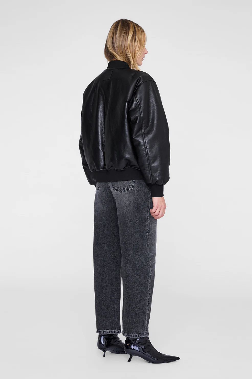 Leon Bomber - Black Recycled Leather - Image 3