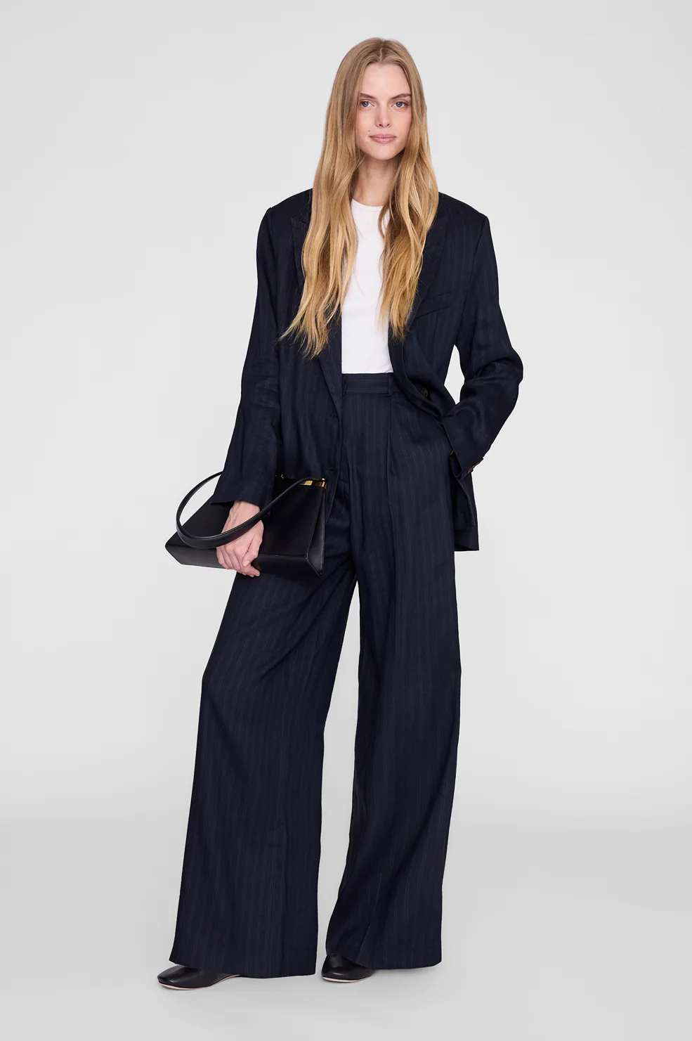 Paola Trouser - Navy Pinstripe