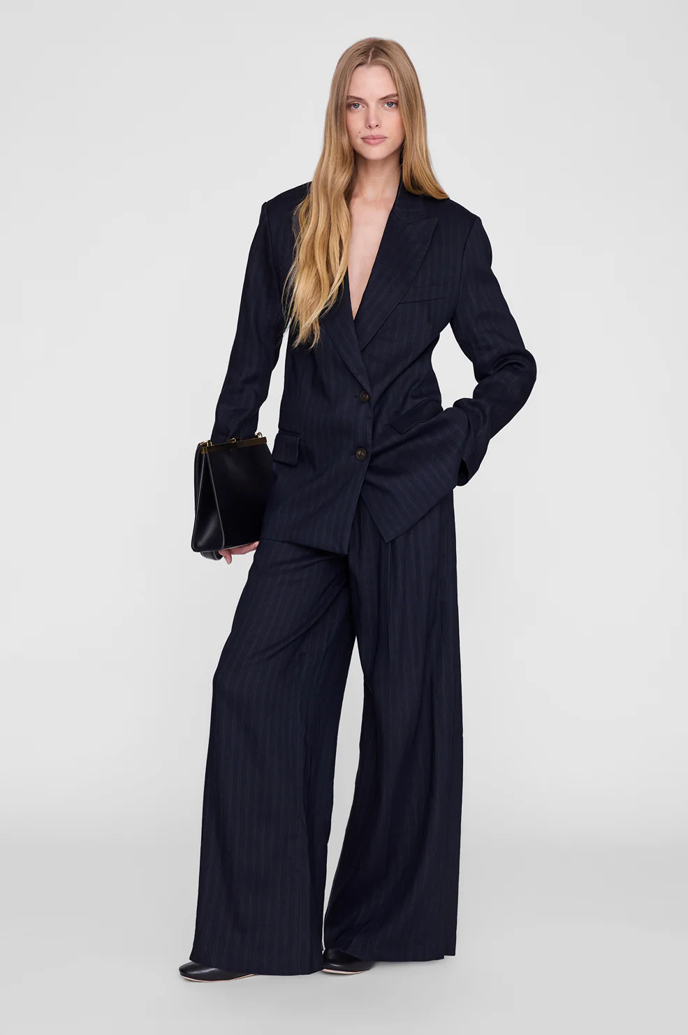 Paola Trouser - Navy Pinstripe - Image 2