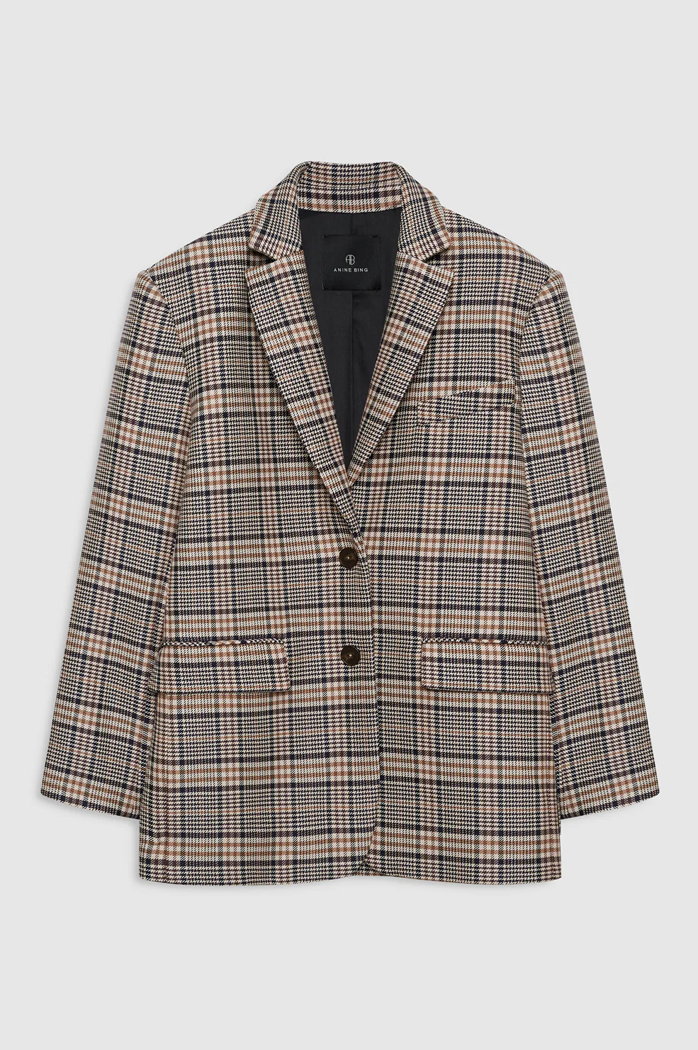 Quinn Blazer - Beige And Navy Checks - Image 3