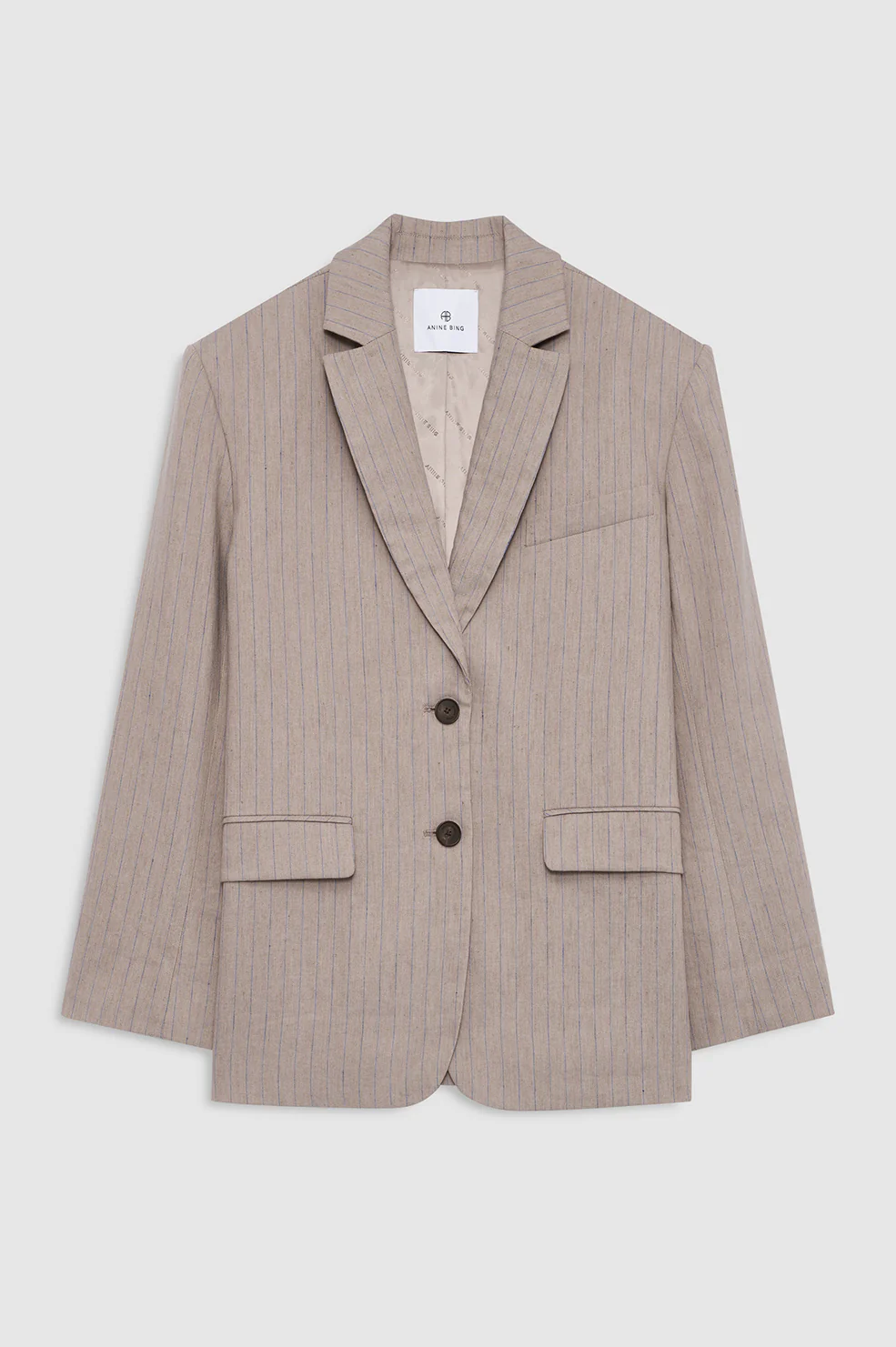 Quinn Blazer - Taupe And Blue Pinstripe - Image 3