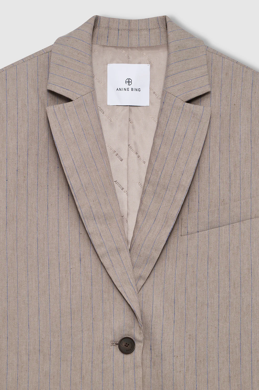 Quinn Blazer - Taupe And Blue Pinstripe - Image 4