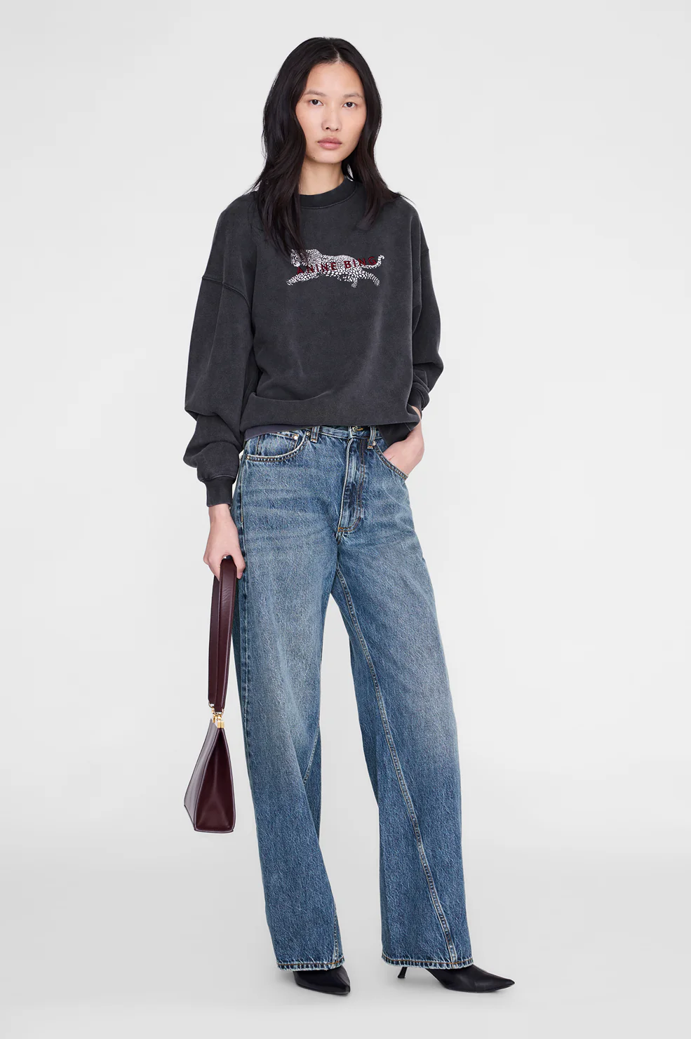Spencer Sweatshirt Leopard - Washed Black